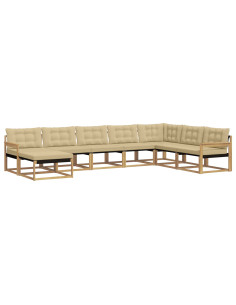 Set di divani da esterno con cuscino 8 pcs Bianco e Beige 2