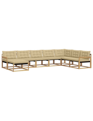 Set di divani da esterno con cuscino 8 pcs Bianco e Beige