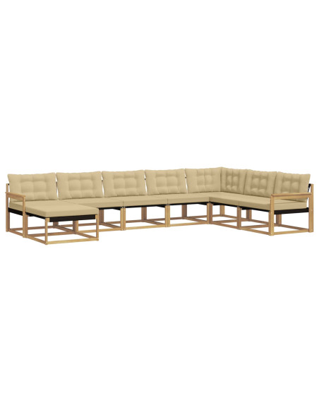 Set di divani da esterno con cuscino 8 pcs Bianco e Beige