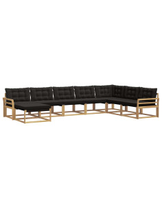 Set di divani da esterno con cuscino 8 pcs Bianco e Nero 2