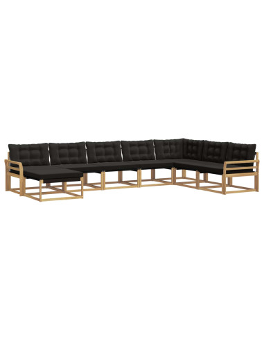 Set di divani da esterno con cuscino 8 pcs Bianco e Nero