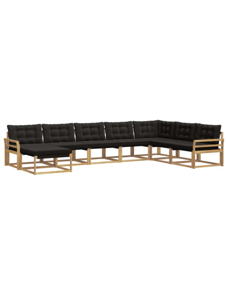 Set di divani da esterno con cuscino 8 pcs Bianco e Nero