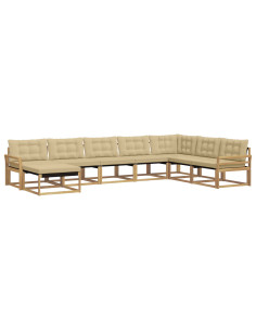 Set di divani da esterno con cuscino 8 pcs Bianco e Beige 2