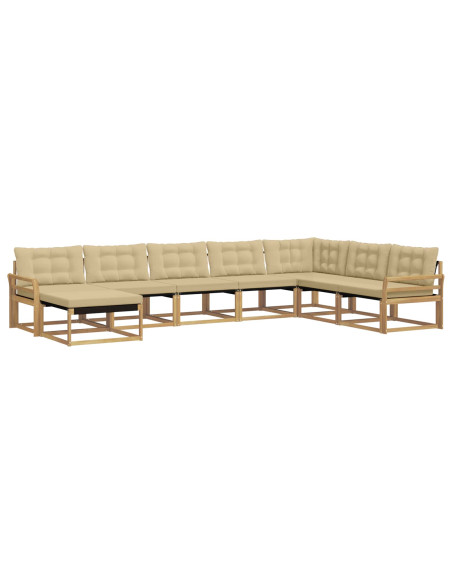 Set di divani da esterno con cuscino 8 pcs Bianco e Beige