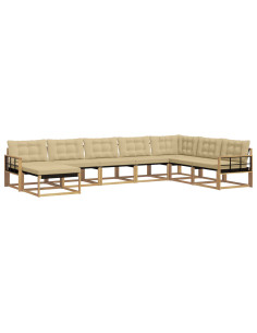Set di divani da esterno con cuscino 8 pcs Bianco e Beige 2