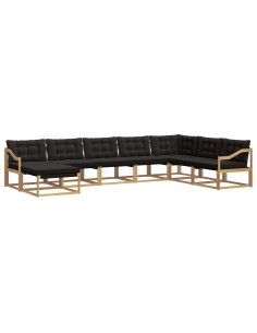 Set di divani da esterno con cuscino 8 pcs Bianco e Nero 2