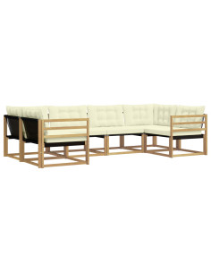 Set di divani da esterno con cuscino 6 pcs Bianco e Crema 2