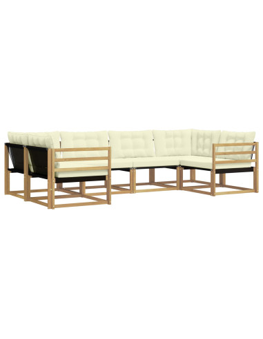 Set di divani da esterno con cuscino 6 pcs Bianco e Crema
