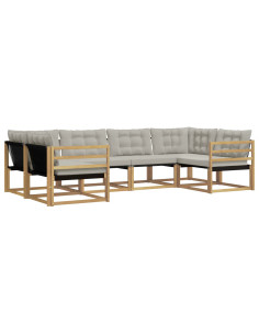 Set di divani da esterno 6 pcs Bianco e Grigio Chiaro 2
