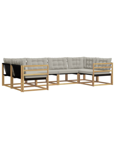 Set di divani da esterno 6 pcs Bianco e Grigio Chiaro