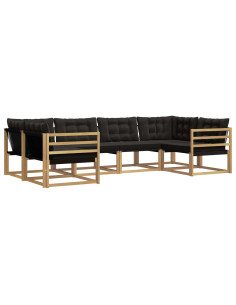 Set di divani da esterno con cuscino 6 pcs Bianco e Nero 2