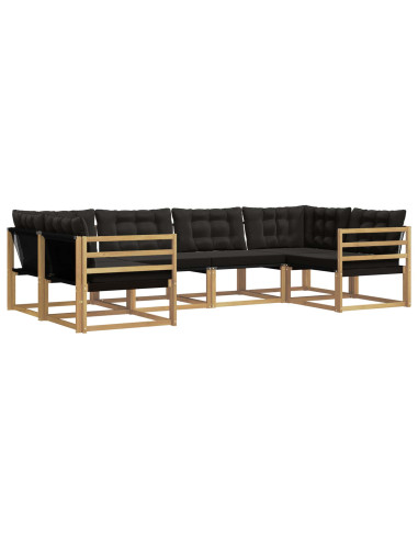 Set di divani da esterno con cuscino 6 pcs Bianco e Nero