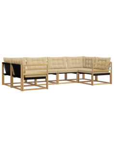 Set di divani da esterno con cuscino 6 pcs Bianco e Beige 2