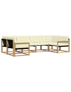 Set di divani da esterno con cuscino 6 pcs Bianco e Crema 2