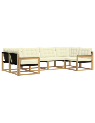 Set di divani da esterno con cuscino 6 pcs Bianco e Crema