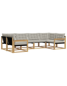 Set di divani da esterno 6 pcs Bianco e Grigio Chiaro 2