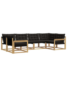 Set di divani da esterno con cuscino 6 pcs Bianco e Nero 2
