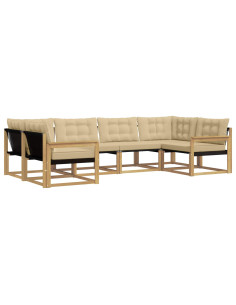 Set di divani da esterno con cuscino 6 pcs Bianco e Beige 2