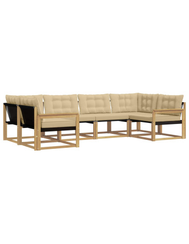Set di divani da esterno con cuscino 6 pcs Bianco e Beige