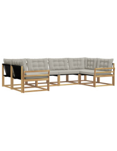 Set di divani da esterno 6 pcs Bianco e Grigio Chiaro 2