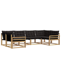Set di divani da esterno con cuscino 6 pcs Bianco e Nero 2