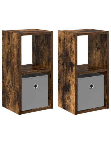 Comodino con cassetto 2 pcs Rovere fumé 25,5 x 22 x 49,5 cm