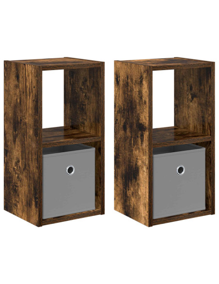 Comodino con cassetto 2 pcs Rovere fumé 25,5 x 22 x 49,5 cm