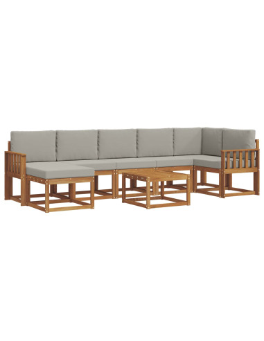 Set di divani con cuscino 8 pcs Grigio Naturale e Chiaro