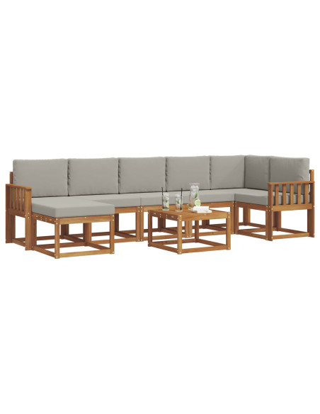 Set di divani con cuscino 8 pcs Grigio Naturale e Chiaro