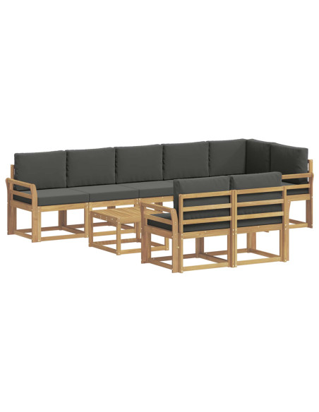 Set di divani da esterno 9 pcs Bianco e Antracite Poliestere