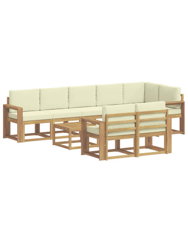 Set di divani da esterno 9 pcs Bianco e Crema Poliestere