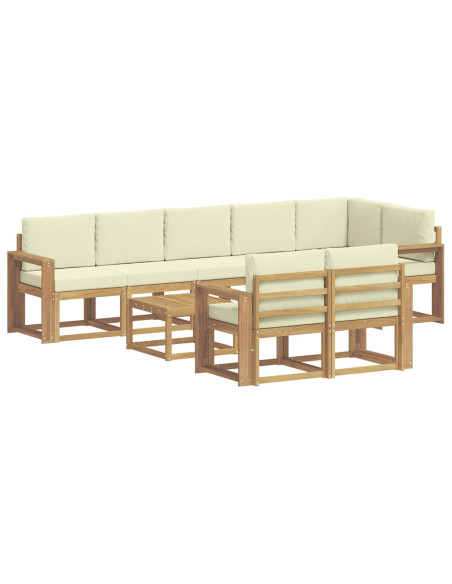 Set di divani da esterno 9 pcs Bianco e Crema Poliestere