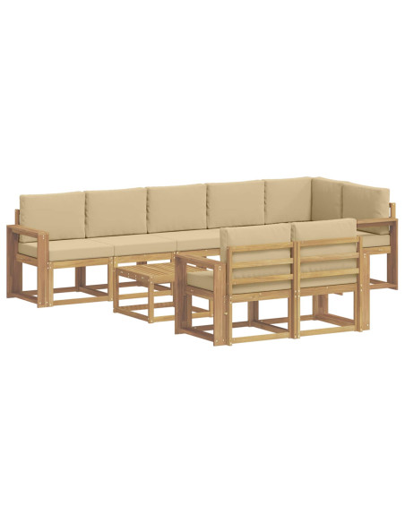 Set di divani da esterno 9 pcs Bianco e Beige Poliestere
