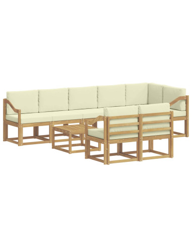 Set di divani da esterno 9 pcs Bianco e Crema Poliestere