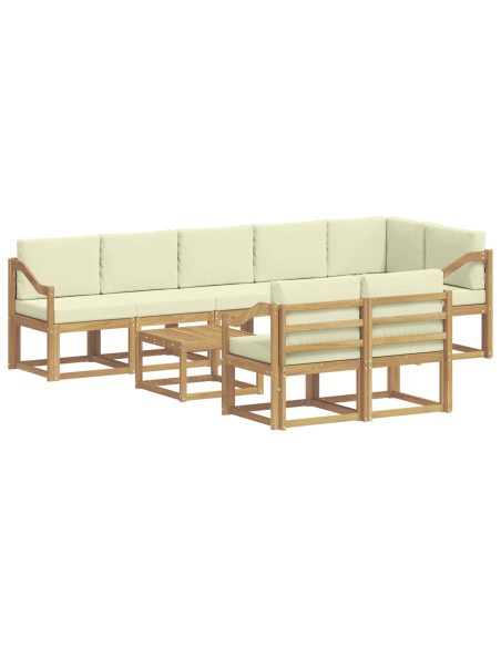 Set di divani da esterno 9 pcs Bianco e Crema Poliestere