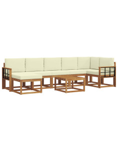 Set di divani con cuscino 8 pcs Naturale e Crema 2