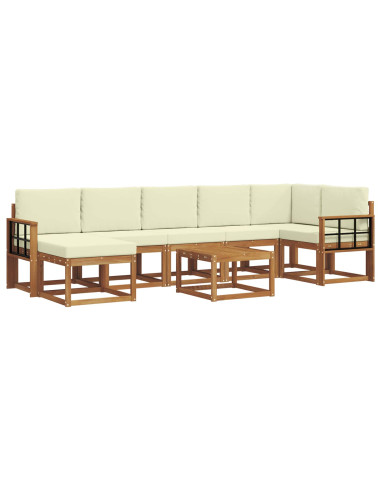 Set di divani con cuscino 8 pcs Naturale e Crema