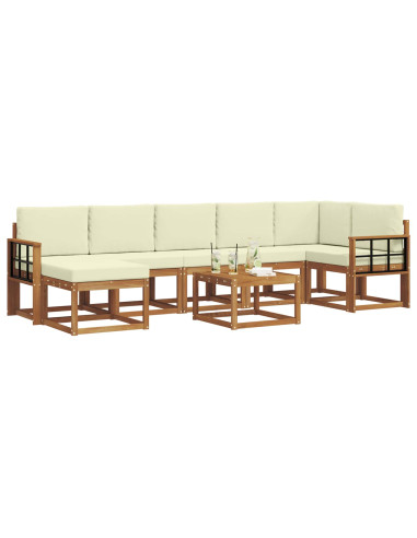 Set di divani con cuscino 8 pcs Naturale e Crema