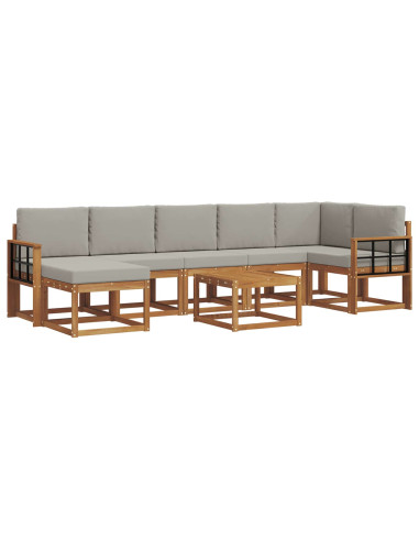 Set di divani con cuscino 8 pcs Grigio Naturale e Chiaro