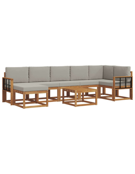 Set di divani con cuscino 8 pcs Grigio Naturale e Chiaro