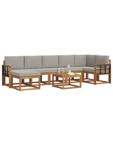 Set di divani con cuscino 8 pcs Grigio Naturale e Chiaro