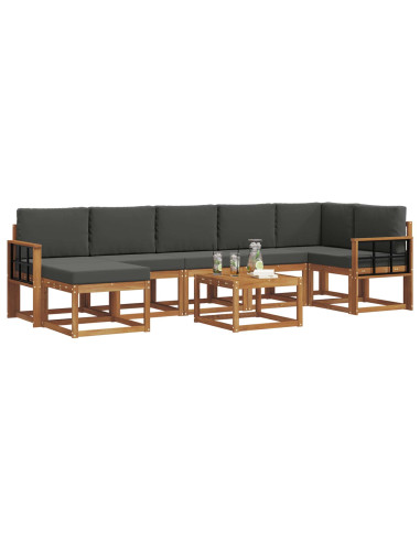 Set di divani con cuscino 8 pcs Naturale e Antracite