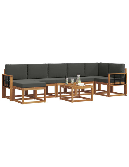 Set di divani con cuscino 8 pcs Naturale e Antracite