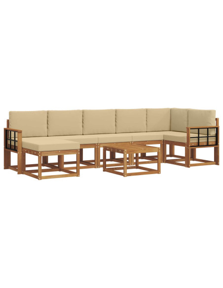 Set di divani con cuscino 8 pcs Naturale e Beige