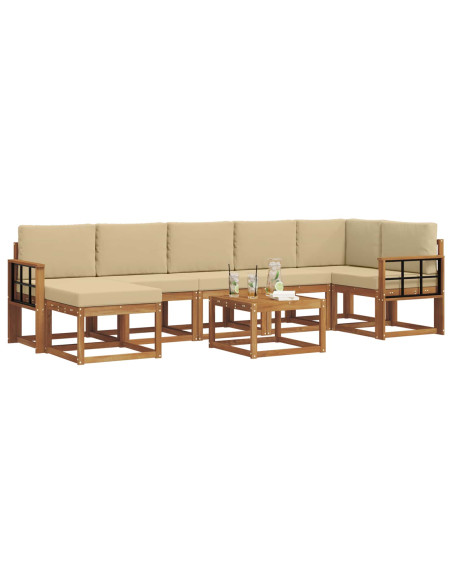 Set di divani con cuscino 8 pcs Naturale e Beige