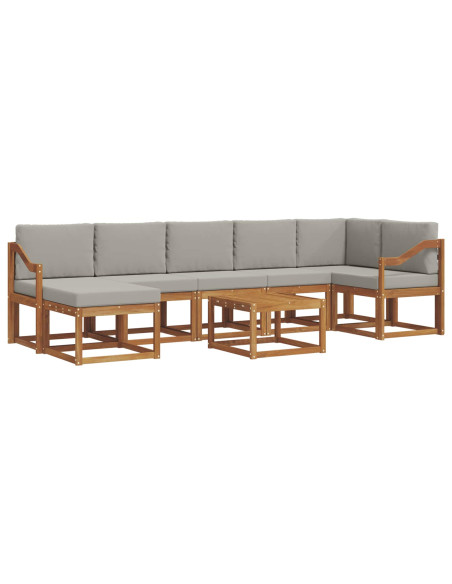 Set di divani con cuscino 8 pcs Grigio Naturale e Chiaro