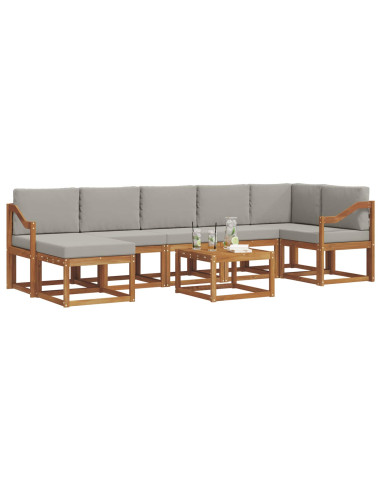 Set di divani con cuscino 8 pcs Grigio Naturale e Chiaro
