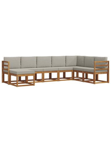 Set di divani con cuscino 8 pcs Grigio Naturale e Chiaro