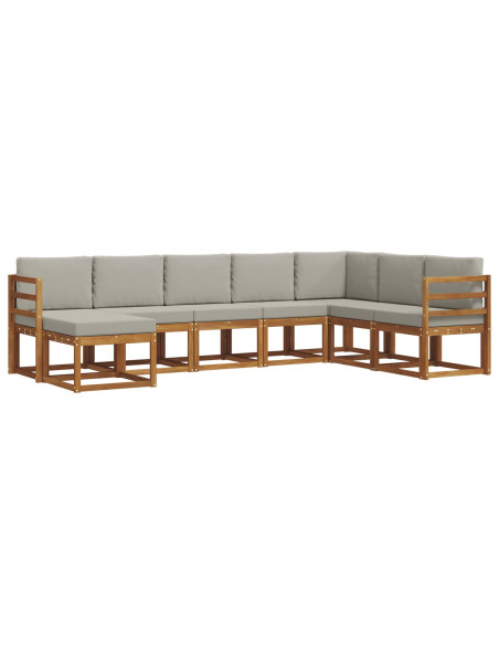 Set di divani con cuscino 8 pcs Grigio Naturale e Chiaro