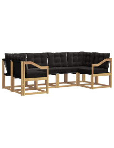Set di divani da esterno con cuscino 6 pcs Bianco e Nero 2